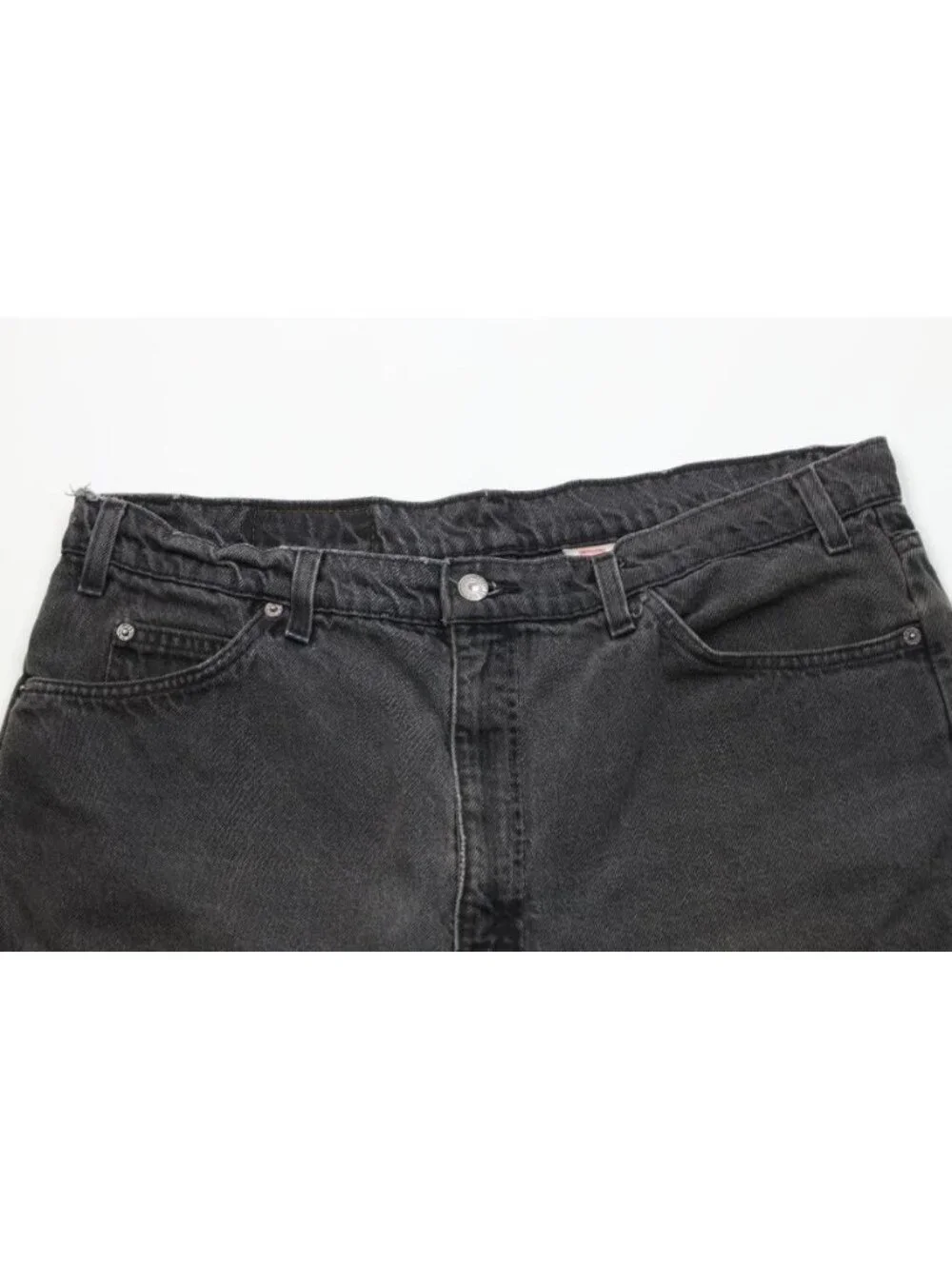 Vtg 90s Levis 550 Orange Tab Mens 40 Distressed Relaxed Denim Jean Shorts Black